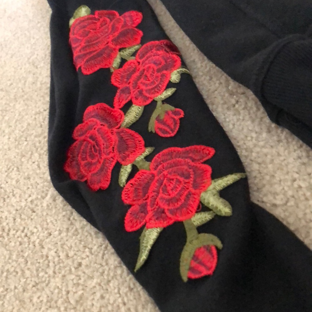 Rose Embroidered Cold Shoulder Top